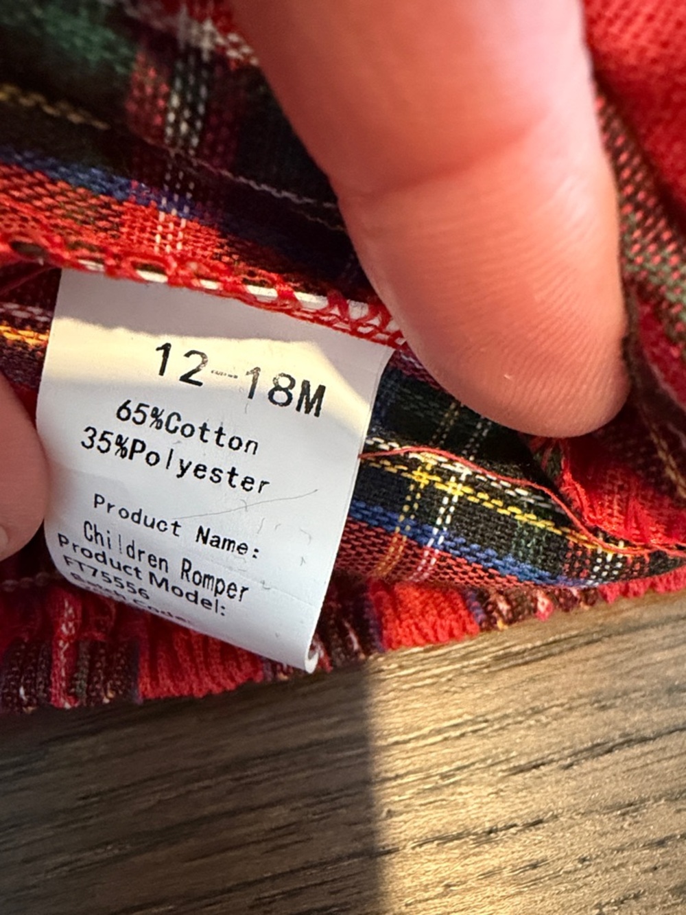 Red Plaid Ruffle Baby Romper/Dress Size 12-18 Months - C39-024 - Picture 2 of 5